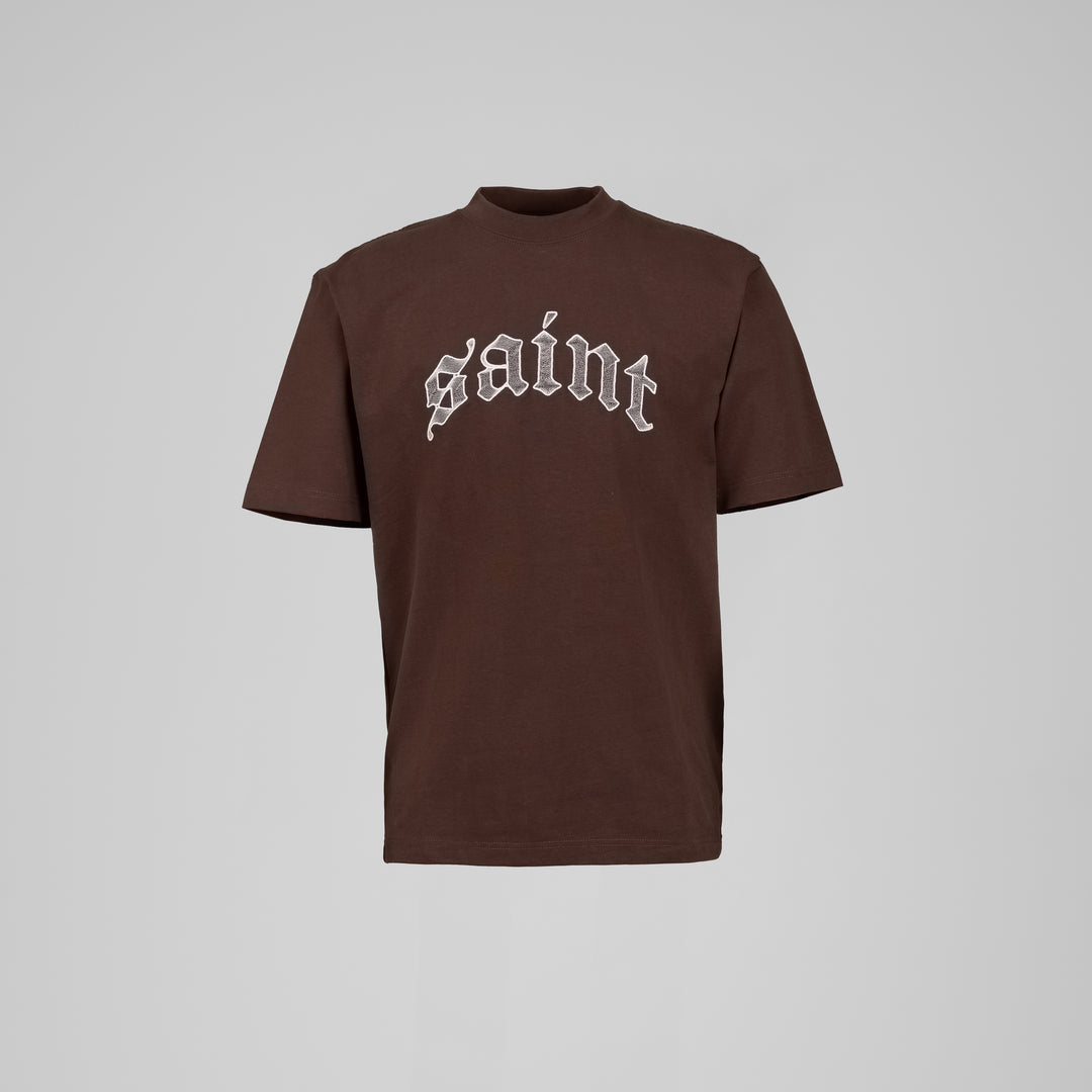 Saint Heavyweight White Embroidery Brown Tee