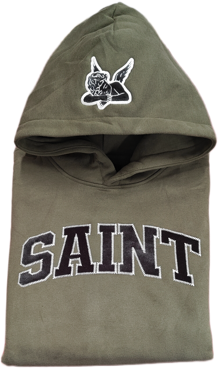 Saint Heavyweight Brushed Khaki Patch Khaki Hoodie