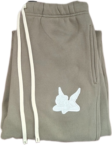 Saint Relaxed Heavyweight Brushed White Patch Taupe Joggers
