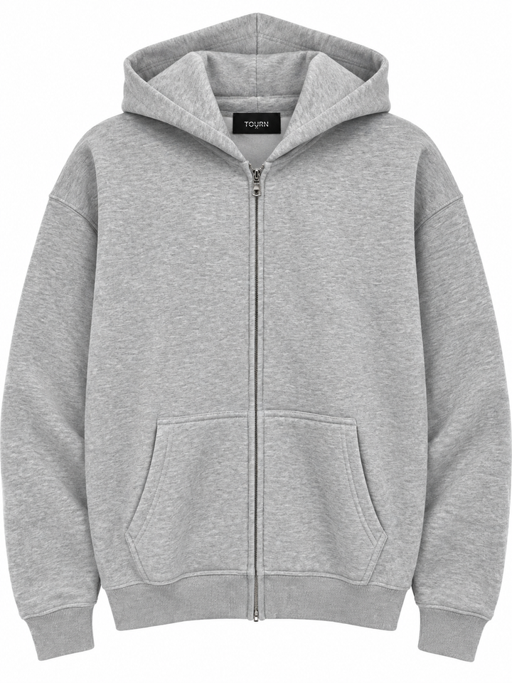 Saint Heavyweight Brushed Zip-Up Varsity Ash