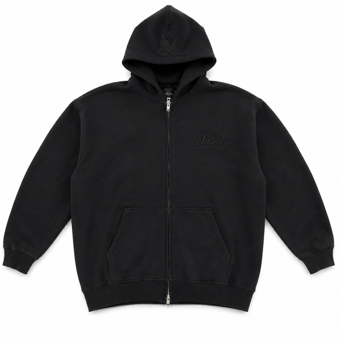 Saint Heavyweight Brushed Zip-Up Midnight