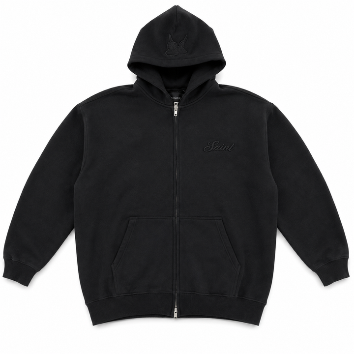 Saint Heavyweight Brushed Zip-Up Midnight