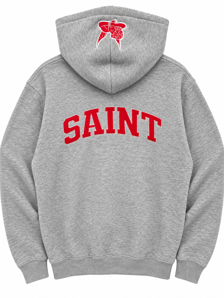 Saint Heavyweight Brushed Zip-Up Varsity Ash