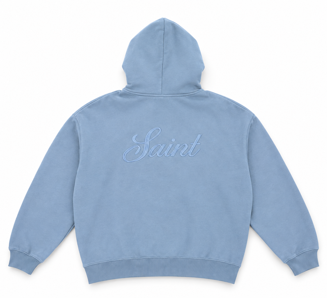 Saint Heavyweight Brushed Zip-Up Light Blue