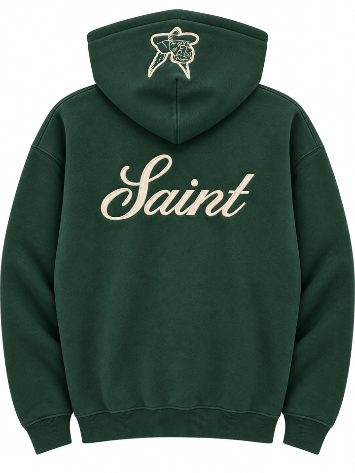 Saint Heavyweight Brushed Zip-Up Evergreen