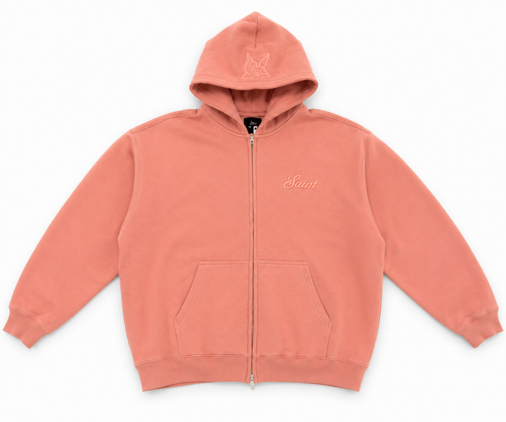 Saint Heavyweight Brushed Zip-Up Salmon