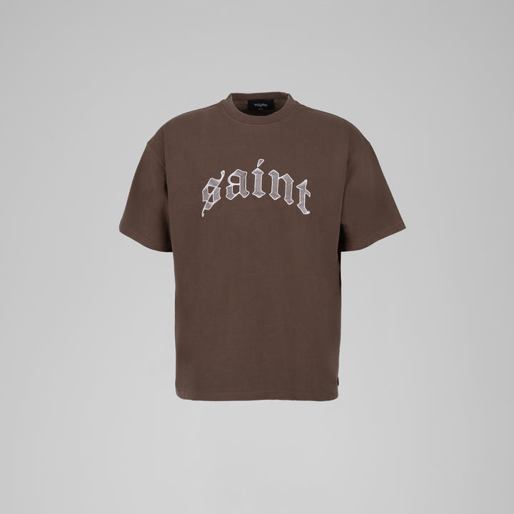 Saint Heavyweight White Embroidery Mocha Tee