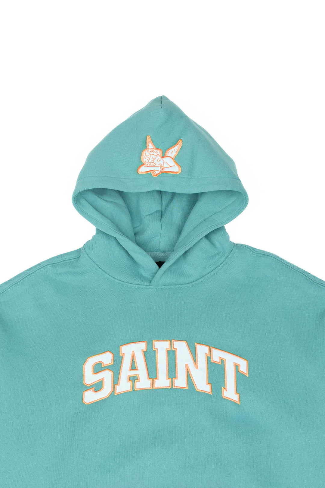 Saint Heavyweight Brushed Orange Patch Teal Hoodie