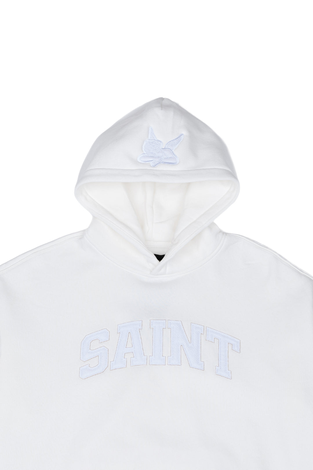 Heavyweight Brushed White Patch White Hoodie
