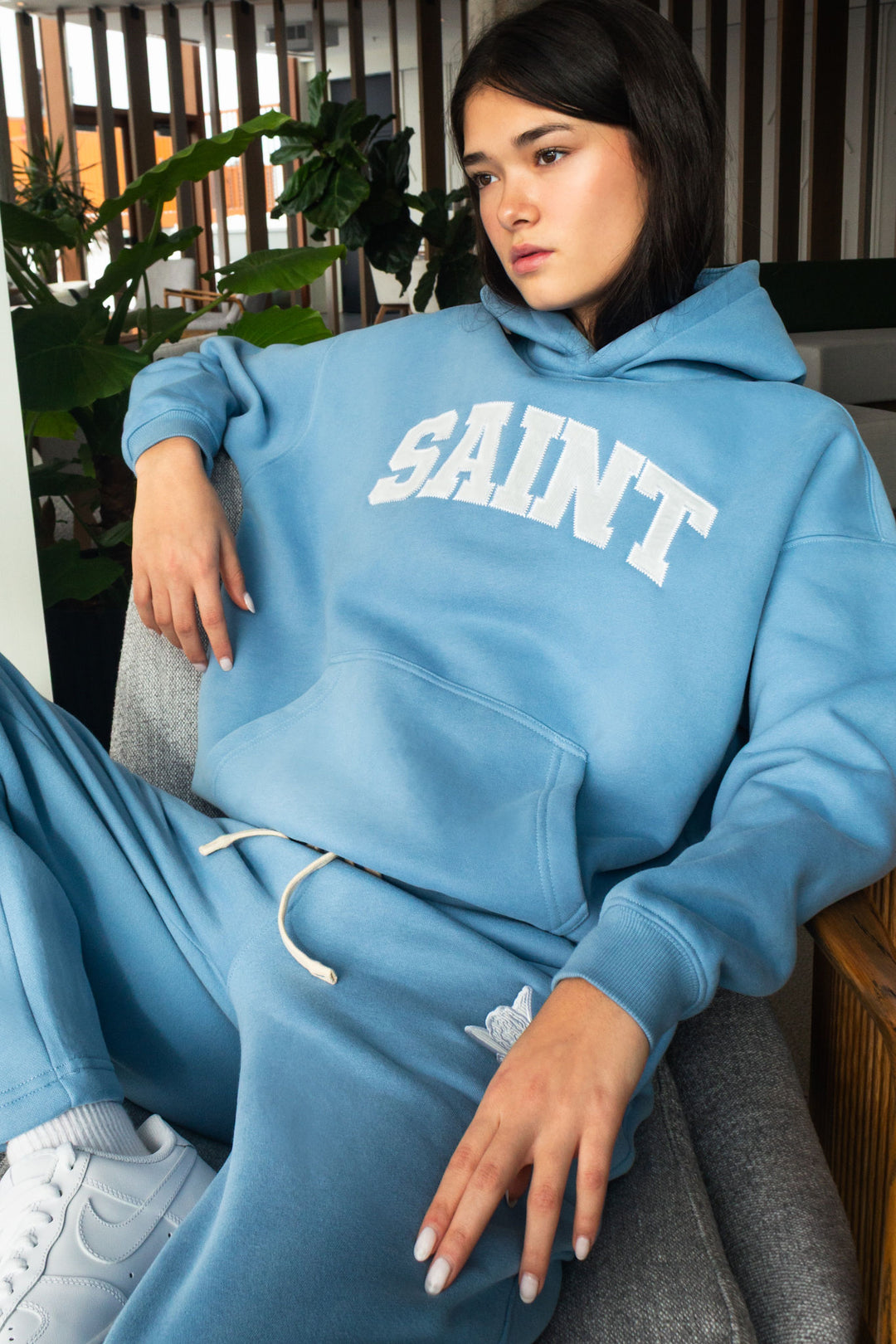 Saint Heavyweight Brushed Hoodie Azure
