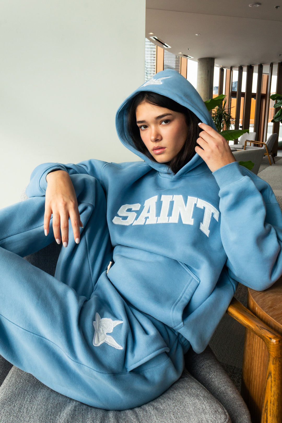 Saint Heavyweight Brushed Hoodie Azure