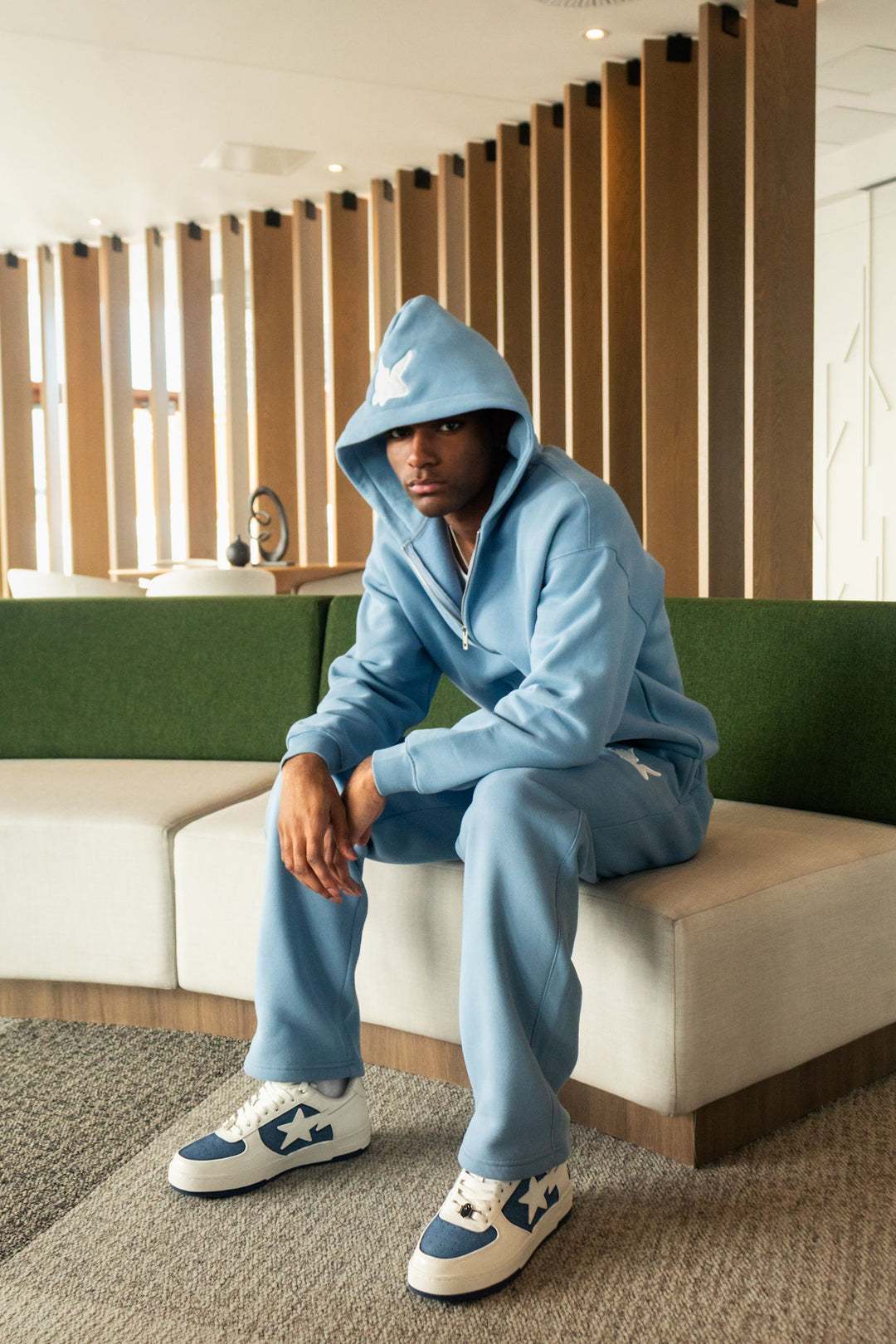 Saint Heavyweight Brushed Zip-Up Azure