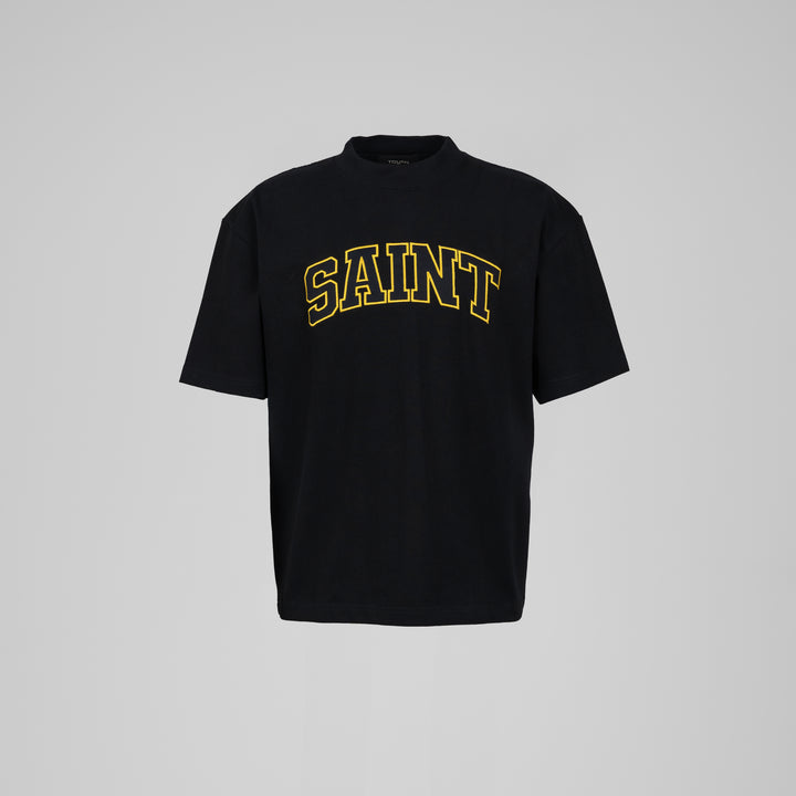 Saint Heavyweight Yellow Embroidery Black Tee