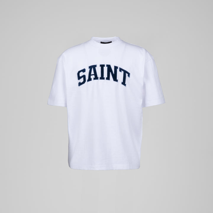 Saint Heavyweight Satin BLue Patch White Tee