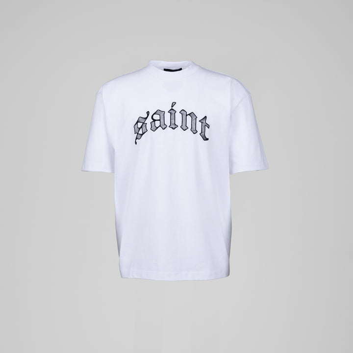 Saint Heavyweight Black Embroidery White Tee