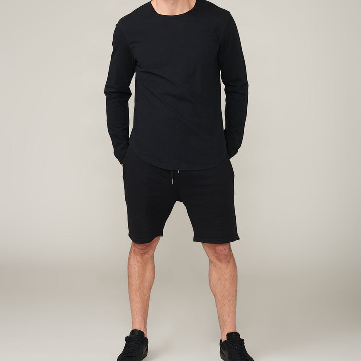 Jayden Brushed Jet Black Long Sleeve Scoop T