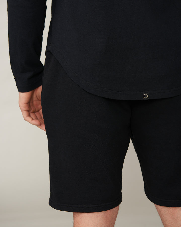 Jayden Brushed Jet Black Long Sleeve Scoop T