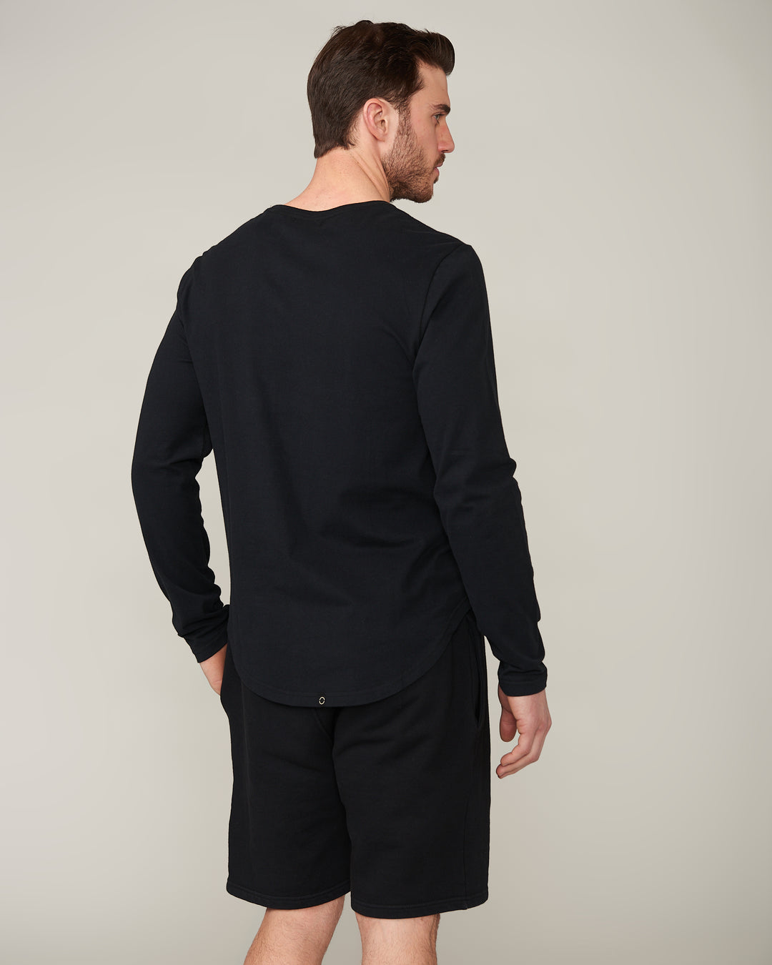 Jayden Brushed Jet Black Long Sleeve Scoop T